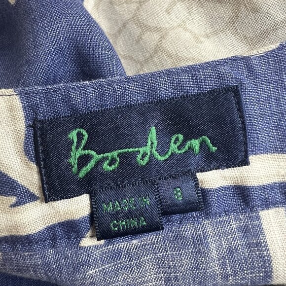 BODEN 100% Linen Blue Floral 3/4 Sleeve Tunic Knee Length Dress Size‎ UK 8 US 4 - Picture 8 of 14